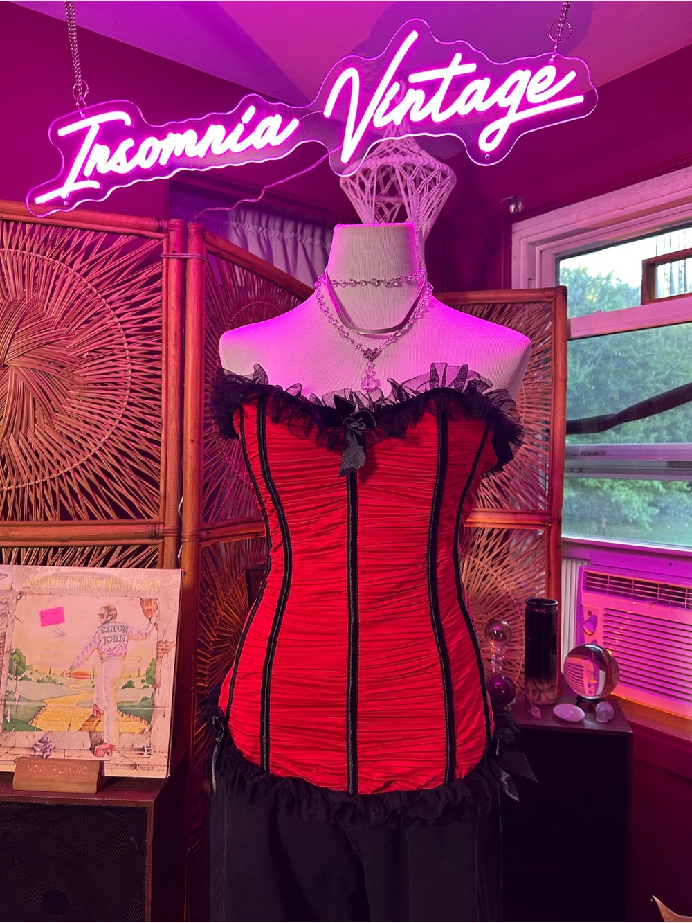 TORRID Y2K Red Ruffled Bustier Corset Top with Black Trim